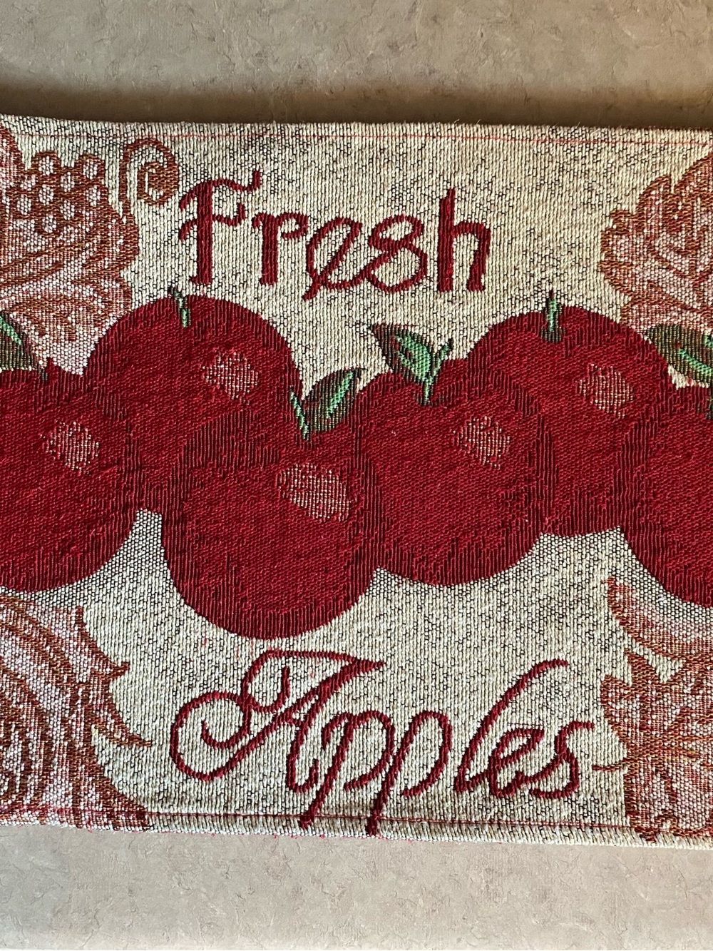 Vintage Tapestry Apples Placemats Set of 4 Kitchen Decor Cottagecore Rustic 90s